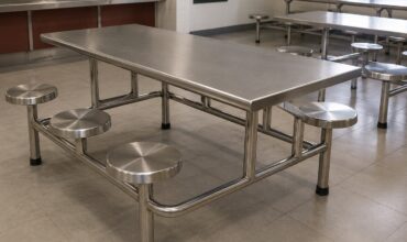 Space-Saving Canteen Dining Table with Stool for Small Cafeterias 